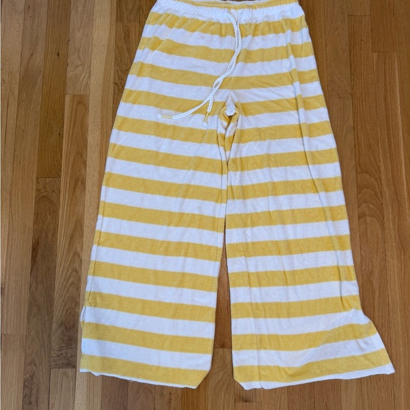 P.J. Salvage Cabana Paradise Stripe Pajama Pants Lemon Size Medium Women's - Picture 6 of 10